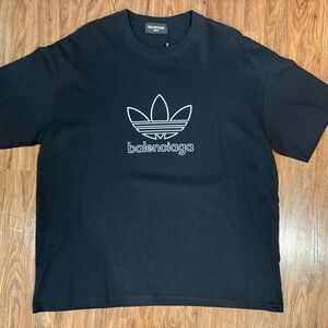 balenciaga x adidas Shirt Men Black White Trefoil Big Logo size EUR XXL BNWT